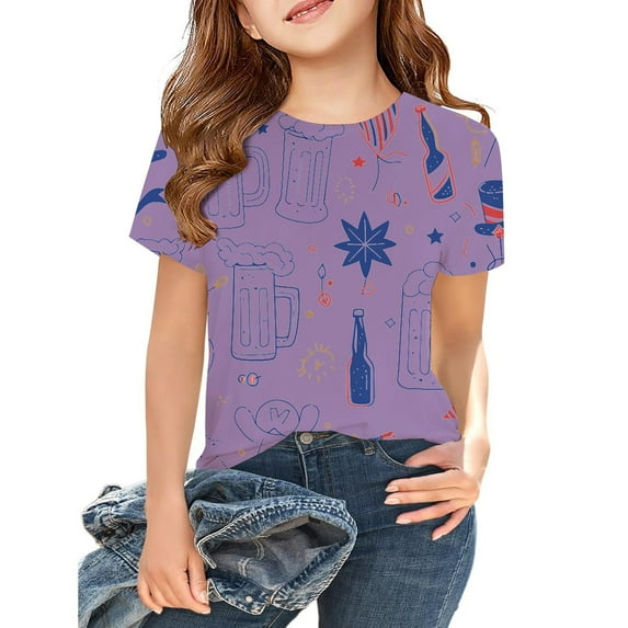 SNKSDGM Toddler Girl Short Sleeve Graphic T-Shirt Girls Summer Tops Casual Loose Fit Short Sleeve Tee for Outdoor Sports School and Home Comfortable Everyday Wear for Toddler To Teen 12-13 Years
