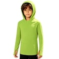 thumbnail image 1 of SNKSDGM UPF50+ Kids Hooded Sun Protection Shirt, Raglan Long Sleeve Rash Guard Tee for Beach Hiking 5-13Y Boys Girls Green 5-6 Years, 1 of 9