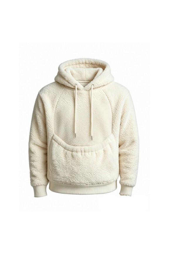 Warm Hooded Tops for Women, Elastic Front Pocket Sweatshirt for Small Cat Dog, Loose Casual Pet Holding Pullover Hoodie White M