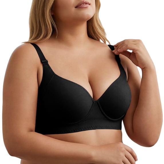 SNKSDGM Women Full Coverage Underwire Bra, Adjustable Wide Strap Plus Size Support Daily Underwear Black XXXXL