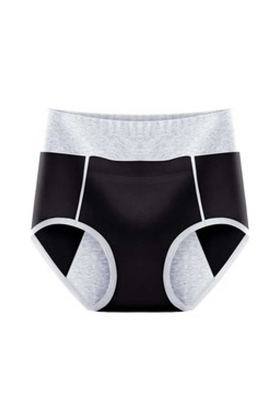 Women Mid Rise Underwear, Extended Absorbent Liner Anti Side Leak Briefs Washable Reusable Menstrual Panties Black L