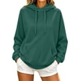 thumbnail image 1 of SNKSDGM Women Oversized Hoodie, Solid Drawstring Hooded Sweatshirt, Soft Long Sleeve Sweat Jacket with Pocket for Fall Winter Green S, 1 of 4