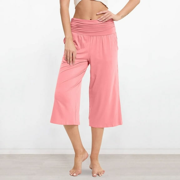 SNKSDGM Women's Plus Beach Pants for Women High Waisted Dress Pants Women Petite Short Length Women's Cropped Pants Summer Casual Pants with Pockets Women's Casual Pants