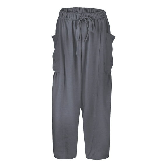 SNKSDGM Women's Plus Beach Pants for Women High Waisted Women's Pants Black Womens Casual and Comfortable Solid Color Elastic Waist Pleated High Waist Wide Leg Pants