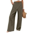 thumbnail image 1 of SNKSDGM Women's Plus Black Dress Pants Women High Waisted Flare Womens Dress Pants Tall Women Fashion Elastic Waist Wide Leg Pants for Elastic Waist Loose Comfy Casual Pants Pockets Pants, 1 of 5
