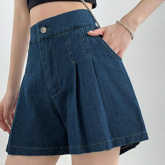 SNKSDGM Women's Plus Black Dress Pants Women High Waisted Wide Leg Cargo Pants Women Work Out Women's Casual High Elastic Waisted Wide Leg Flared A Line Pleated Denim Jean Shorts with Pockets