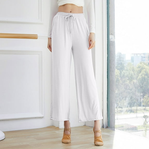 SNKSDGM Women's Plus Black Dress Pants Women Petite Cropped Crop Pants for Women Casual Wide Leg Pants High Waist Straight Vertical Vertical Stretch Modern Dance Training Pants Dance Pants Yoga Pants