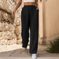 thumbnail image 1 of SNKSDGM Women's Plus Black Dress Pants Women Petite Short Plus Size Black Pants for Women High Waisted Leather Women's Casual High Waist Solid Color Wide Leg Pants, 1 of 6