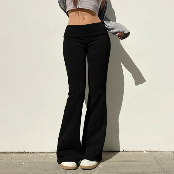 SNKSDGM Women's Plus Black Dress Pants Women Plus Size Tall Summer Pants for Women 2025 Vacation Tall Womens Solid Color Large Folding Bottom Pants Sports Pants Elastic Bottom Pants
