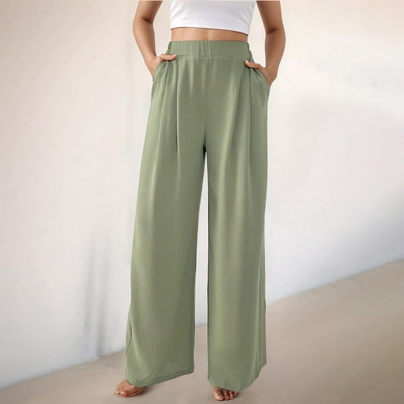 SNKSDGM Women's Plus Black Linen Pants Women Petite Palazzo Pants for Women Petite Short Women's 2025 Solid Color Drape Casual Slant Pocket Loose Wide Leg Trousers