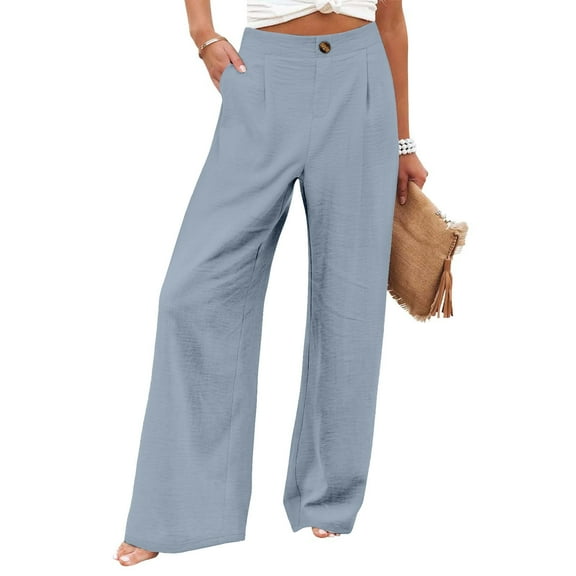 SNKSDGM Women's Plus Black Pants for Women Jeans Womens Dress Pants Tall Women Fashion Elastic Waist Wide Leg Pants for Elastic Waist Loose Comfy Casual Pants Pockets Pants