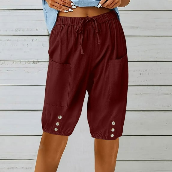 SNKSDGM Women's Plus Black Pants for Women Jeans Work Pants Women Stretch Long Women's New Loose Fitting High Waisted Casual Pants with A Five Point Bottom Button