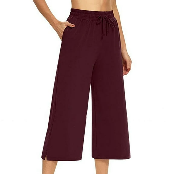 SNKSDGM Women's Plus Black Pants for Women Plus Size Dressy Black Dress Pants Women Stretchy Plus Size 4X Women's Casual Solid Color Drawstring Sports Capri Pants