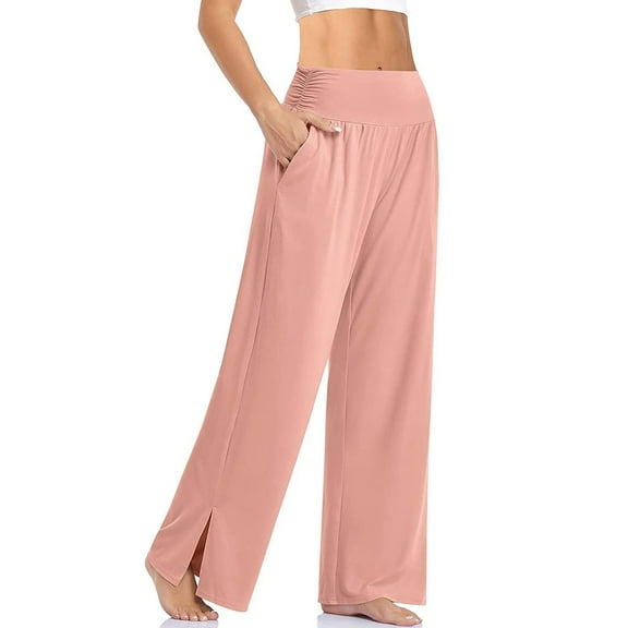 SNKSDGM Women's Plus Black Pants for Women Plus Size Work Cargo Pants Women Baggy Womens Wide Leg Yoga Pants High Waisted Side Slit Joggers Casual Loose Sweatpants with Pockets
