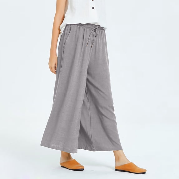 SNKSDGM Women's Plus Black Pants for Women Work Casual Tall Womens Linen Pants Petite Women Trousers Guards Loose Straight Rope Sports Casual Pants Easter Pants for Women