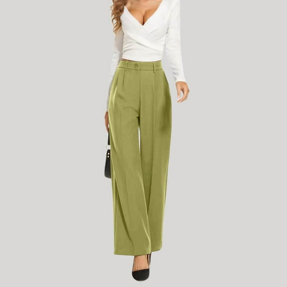SNKSDGM Women's Plus Capri Pants for Women Dressy Casual Beach Pants for Women Plus Size Drape High Waisted Solid Color Wide Leg Pants Casual Suit Pants
