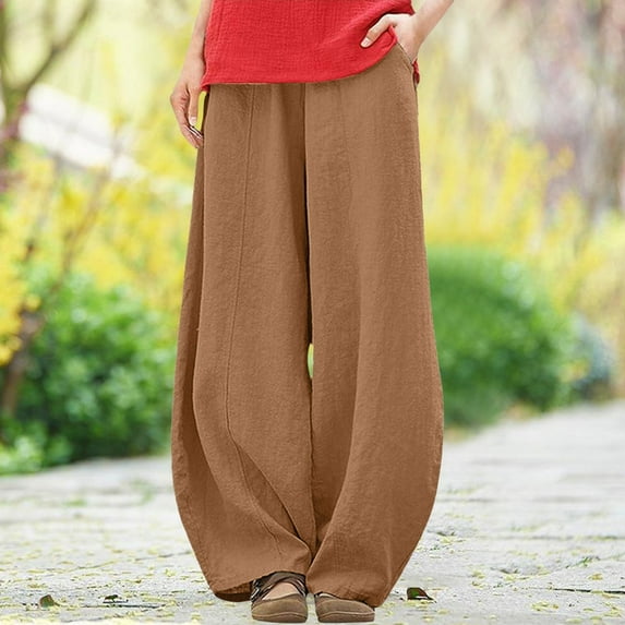 SNKSDGM Women's Plus Capri Pants for Women Petite Dressy Dress Pants Women Tall Long Women's Low Crotch Pants Trousers Loose Large Size Spring and Summer Casual Wide Version