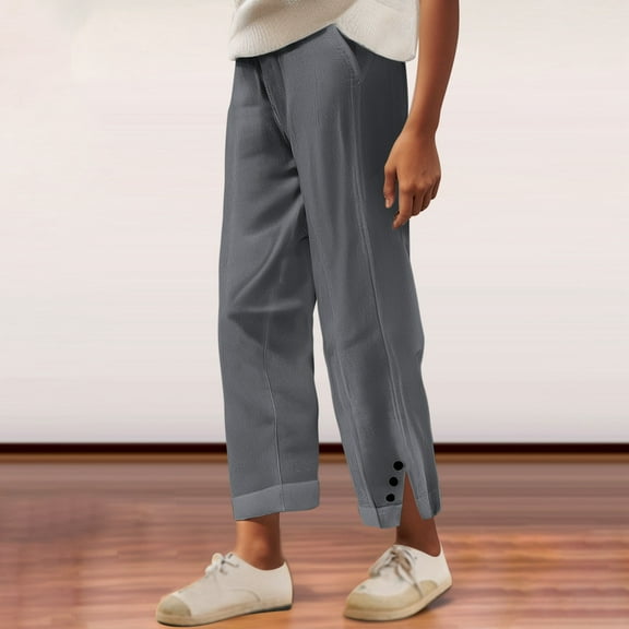 SNKSDGM Women's Plus Capri Pants for Women Petite Jeans Womens Sweatpants with Pockets "Women's Casual Linen Stretch Waist Straight Leg Pants Bohemian Floral Trousers with Pockets"