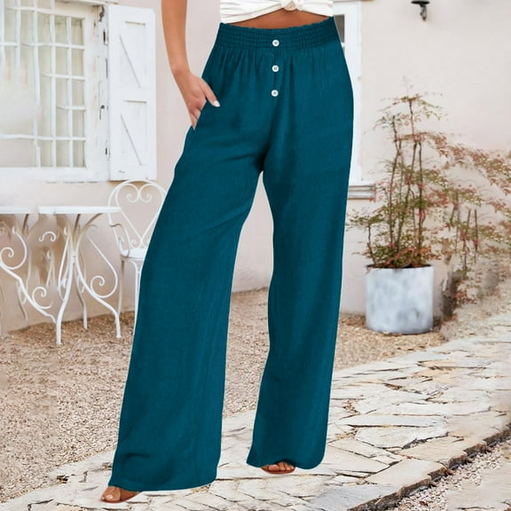 SNKSDGM Women's Plus Capri Pants for Women Plus Size Petite Women's Pants Black Jeans Pants Women Comfy Flowy Wide Leg Pants Summer Baggy High Waisted Palazzo Beach Pants Trousers with Pockets