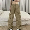 thumbnail image 1 of SNKSDGM Women's Plus Capri Pants for Women Stretch Dressy Black Dress Pants Women High Waisted Straight Leg Women's Summer Cargo Parachute Pants Loose Fit Pocket Vintage Street Style, 1 of 7