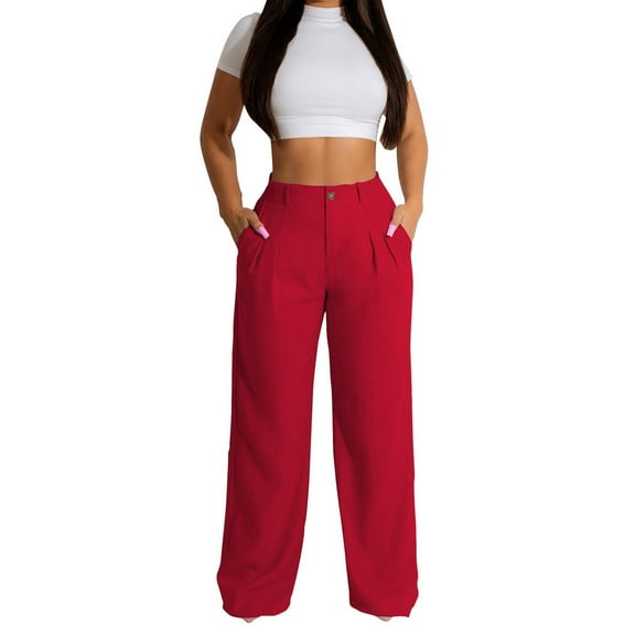 SNKSDGM Women's Plus Capri Pants for Women Stretch High Waist Pants for Women Work Casual with Pockets Women's Linen Casual Pants Summer Breathable Straight Leg Pants Trousers