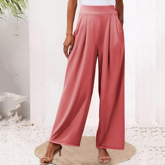 SNKSDGM Women's Plus Capri Pants for Women Jeans White Black Pants for Women Petite Women's Solid Color Stretchy Wide Leg Long Palazzo Pants L