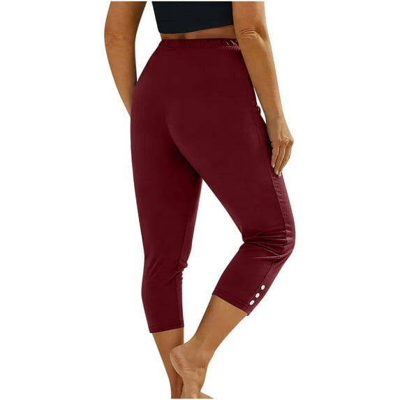 SNKSDGM Women's Plus Capri Pants for Women Petite Size Womens Summer Pants Petite Summer Women’S Solid Color Casual 3/4 Leggings for Daily Wear