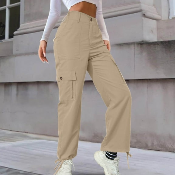 SNKSDGM Women's Plus Cargo Pants Women Baggy Camo Dress Pants Women Tall Ankle Women High Waisted Cargo Pants Wide Leg Casual Pants 6 Pockets Trousers
