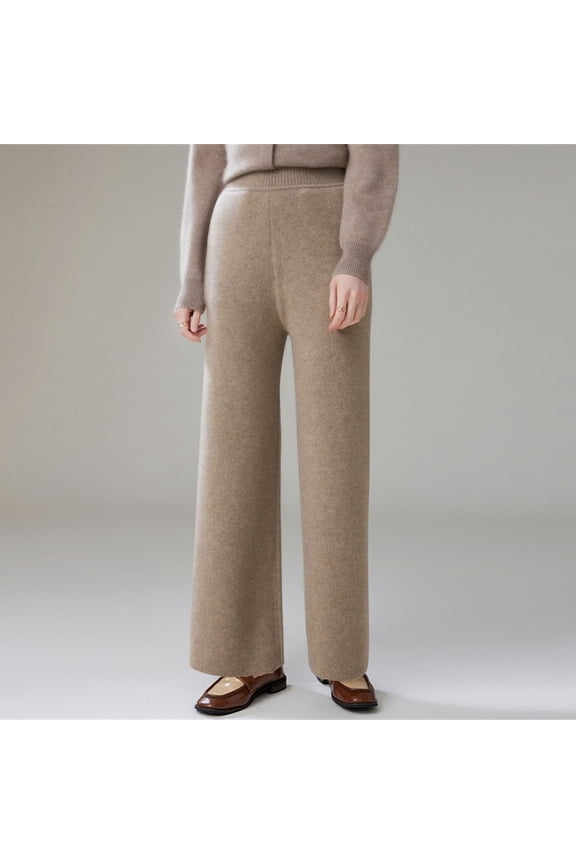 Women's Plus Cargo Pants Women Baggy High Waisted Cargo Pants Women Womens Comfort Pants Soft Jogger Autumn Winter Wool Knitted Elastic Waist Straight Leg