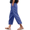 thumbnail image 1 of SNKSDGM Women's Plus Cargo Pants Women Baggy Plus Size Wide Leg Pants Woman Vacation Womens Casual 7/8 Length Solid Print Pocket Pants L, 1 of 4