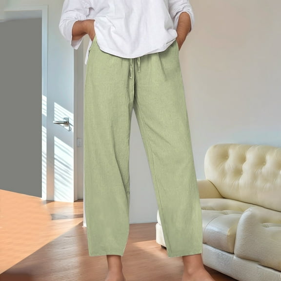 SNKSDGM Women's Plus Cargo Pants Women Jeans Cargo Pants Women Jeans Women's Solid Color Loose Comfort and Linen Drawstring Elastic Waist Pocket Straight Leg Trousers Casual Pants