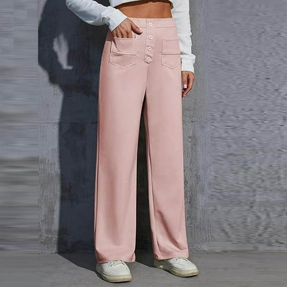 SNKSDGM Women's Plus Cargo Pants Women Jeans Stretch Women's Pants Suit Plus Size Women's Work Pants High Elastic Waisted Trousers Straight Wide Leg Pants Button down Casual Trousers with Pockets