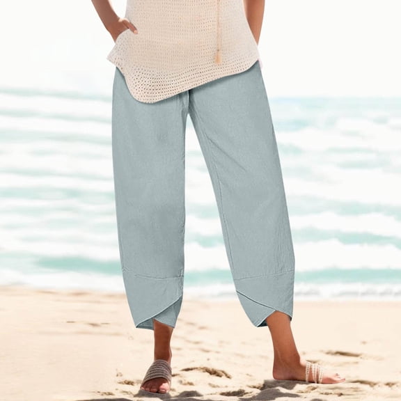 SNKSDGM Women's Plus Cargo Pants Women Jeans Tall Sweatpants Women Plus Size Tall Women Fashion Elastic Waist Pant with Pocket Loose Harem Pants Printed Crop Pants