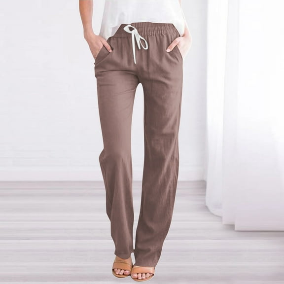 SNKSDGM Women's Plus Cargo Pants Women Petite Length Womens Sweatpants with Pockets Tall Women's Spring and Solid Color Lace up Pocket Loose Wide Legged Cropped Casual Pants