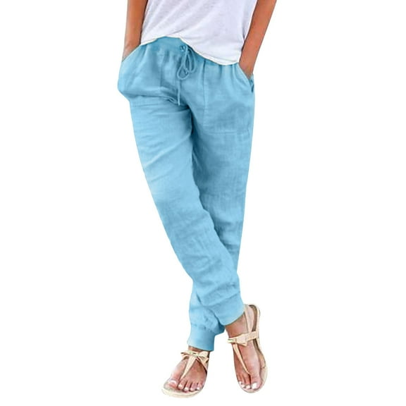 SNKSDGM Women's Plus Cargo Pants Women Petite Xl Dress Pants Women Plus Size with Pockets Womens Tapered Pants Drawstring Back Elastic Waist Pants Casual Trousers with Pockets