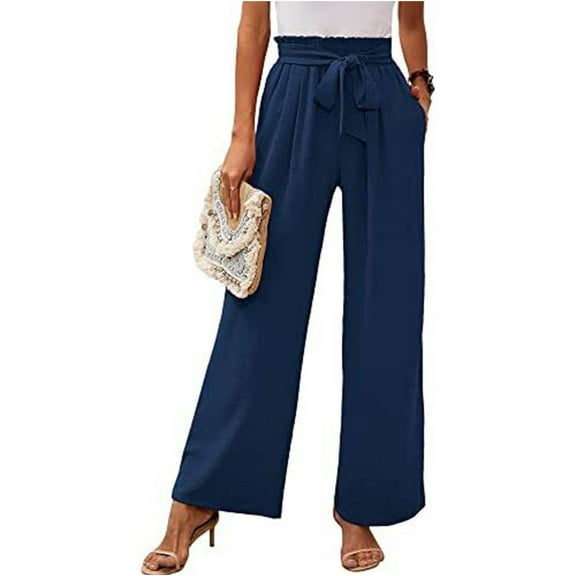 SNKSDGM Women's Plus Cargo Pants Women Plus Size Stretch Linen Pants Women Summer Petite Women's New Wide Leg Casual Belt Pocket Lightweight High Waist Adjustable Lace up Loose Pants Casual Pants