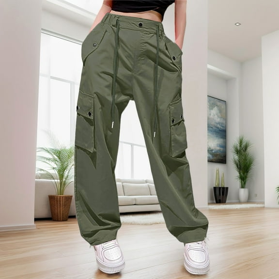 SNKSDGM Women's Plus Cargo Pants Women Working Cargo Pants Women Baggy Hiking Womens High Waist Parachute Pants Cargo Trousers with Pockets