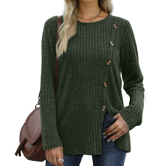 SNKSDGM Women's Plus Casual Easter Shirt Going Out Tops for Women Lace Bodysuit Womens Long Sleeve Tops Lightweight Button Front Slit Tunic（1） Womens Tops Dressy Casual Long Sleeve