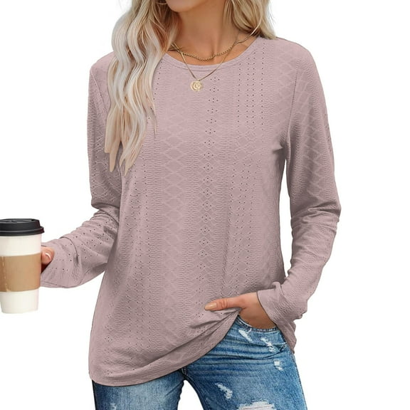 SNKSDGM Women's Plus Casual Easter Shirt Plus Size Tops for Women 5X-6X Women's New Loose Round Neck Casual Long Sleeve Lace Top with Dissolved Lace Women's Tops Dressy Casual Blouses