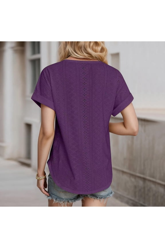 Women's Plus Casual Easter Shirt Plus Size Tops for Women Women's Spring and Summer New Solid Color Round Neck Loose Short Sleeved T Shirt Going Out Tops for Women Trendy Summer