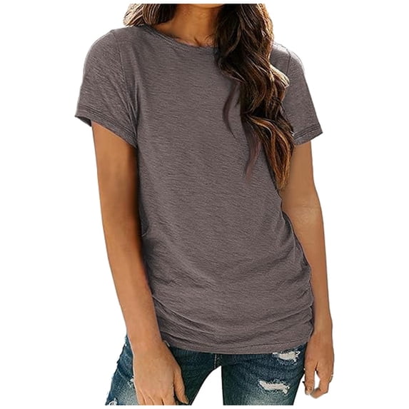 SNKSDGM Women's Plus Casual Easter Shirt Short Sleeve Shirts for Women Casual Boho Women's Casual Solid Color Crew Neck Short Sleeved T Shirt Top Graphic Tees for Women Plus Size 3X