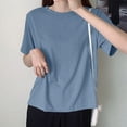 thumbnail image 1 of SNKSDGM Women's Plus Casual Easter Shirt off The Shoulder Tops for Women Plus Size Women's Casual Loose Solid Color Shirt with Crew Neck and Sleeved Drop Short Sleeve Shirts for Women Plus Size Pack, 1 of 4