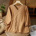 thumbnail image 1 of SNKSDGM Women's Plus Casual Easter Shirt Women's Tops Dressy Casual Blouses Women's Summer Solid Color Chinese Embroidery Top Retro Art Heavy Industry T Shirt Casual Tops for Women Spring, 1 of 7