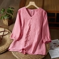 thumbnail image 1 of SNKSDGM Women's Plus Casual Easter Shirt Women's Tops Dressy Casual Blouses Women's Summer Solid Color Chinese Embroidery Top Retro Art Heavy Industry T Shirt Going Out Tops for Women Sexy, 1 of 7