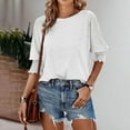 thumbnail image 1 of SNKSDGM Women's Plus Casual Easter Shirt Women's Tops Short Sleeve Blend Summer Fashion Plus Size Long Tee Casual Loose fit Round Neck with Stylish Sleeve Detail Womens Shirts Dressy Casual Spring, 1 of 2