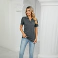 thumbnail image 1 of SNKSDGM Women's Plus Casual Easter Shirt Womens Shirts Long Sleeve Women's Solid Color Short Sleeved Lapel Pocket Loose T Shirt Top Plus Size Tops for Women Dressy Sexy, 1 of 3