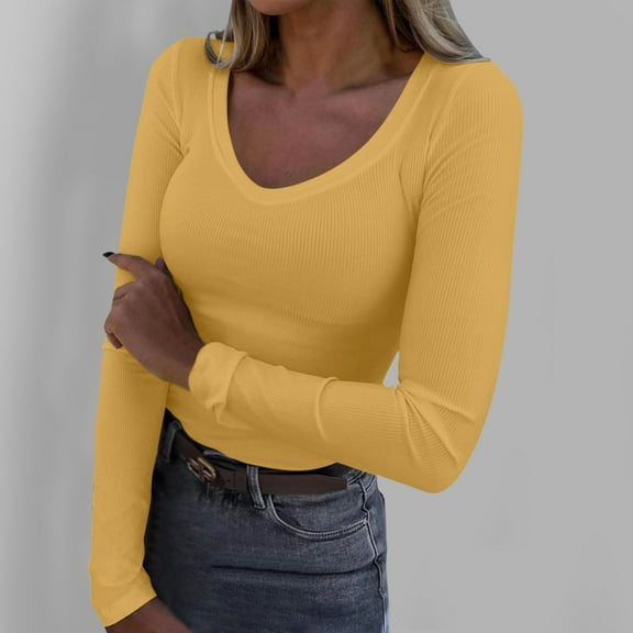 SNKSDGM Women's Plus Casual Easter Shirt Womens Tops Dressy Womens Long Sleeve Shirts Square Neck Slim fit Basic Tops Casual Ribbed Thermal Undershirts Tee Plus Size Tops for Women 5X Red