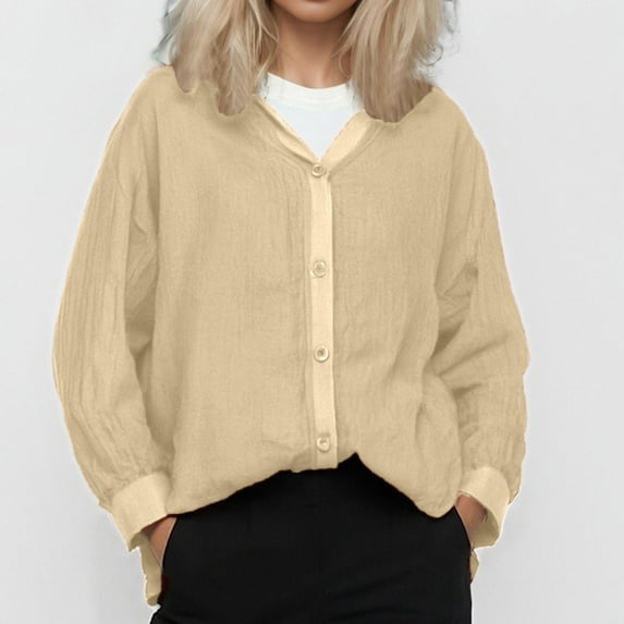 SNKSDGM Women's Plus Casual Easter Shirts Going Out Tops for Women Slim and Loose Hooded Plus Size Solid Color Long Sleeved Cardigan Jacket Sun Shirt Women's Tops Casual Stripes