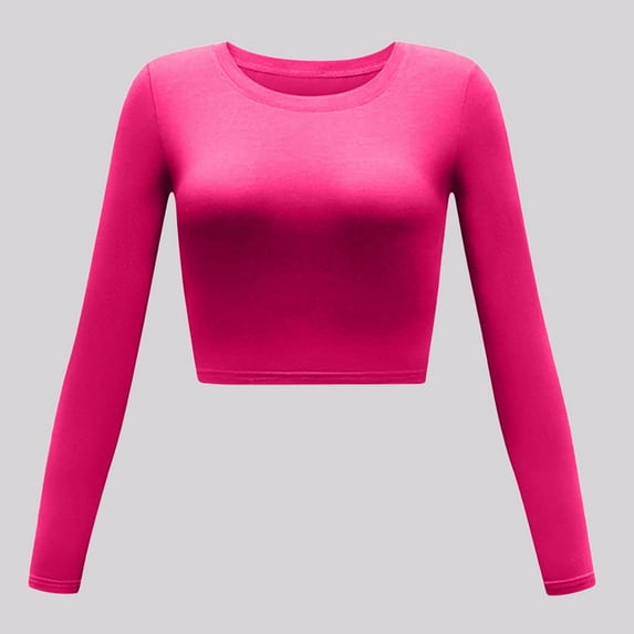 SNKSDGM Women's Plus Casual Easter Shirts Graphic Tees for Women Trendy Green Women's Slim Round Neck Solid Color Long Sleeve Short Top Women's Tops 3/4 Sleeve