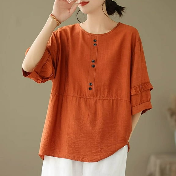 SNKSDGM Women's Plus Casual Easter Shirts Shirts for Women Trendy 2025 Women's New Summer Style Loose Top That Covers Belly and Hides Makes You Look Slimmer Spring Tops for Women